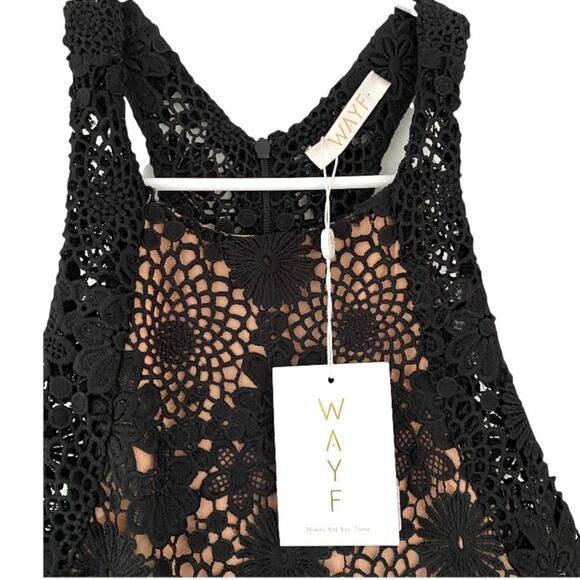 RARE RETIRED Wayf Black Lace Overlay Dress - Picture 4 of 7